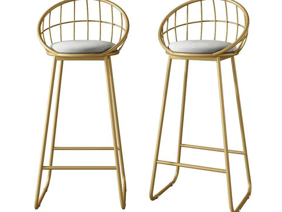 Set "Eat Standing": Bartafel En 2 Krukken - Metalen Structuur - Goud