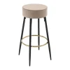 Set Van 2 Barkrukken Van Velours En Zwart Staal - Beige En Goudkleurig - Belinio I