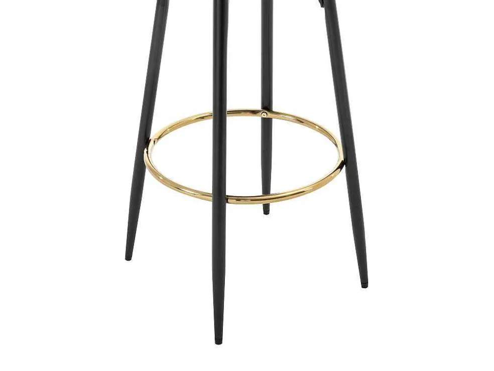 Set Van 2 Barkrukken Van Velours En Zwart Staal - Beige En Goudkleurig - Belinio I