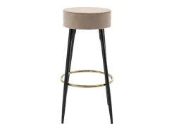 Set Van 2 Barkrukken Van Velours En Zwart Staal - Beige En Goudkleurig - Belinio I