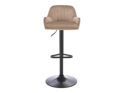 Set Van 2 Barkruk Van Velours En Zwart Metaal - Verstelbare Hoogte - Beige - Eleana