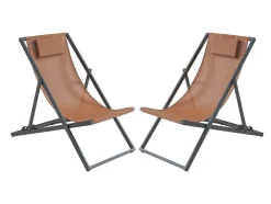 Set Van 2 Chileense Ligstoelen Van Aluminium - Terracotta - Anilio Van Mylia