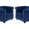 Set Van 2 Fauteuils Chesterfield - Fluweel - Konings Blauw