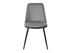 Set Van 2 Fluwelen Gestoffeerde Stoelen Met Rugleuning - Zwart Metalen Structuur - Grijs