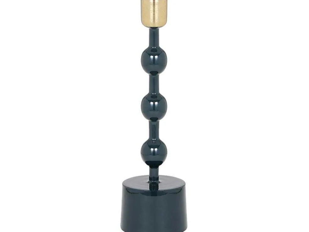 Set Van 2 Geemailleerde Aluminium Kandelaars - H.26,5 Cm En H.22 Cm - Eend Blauw - Parina