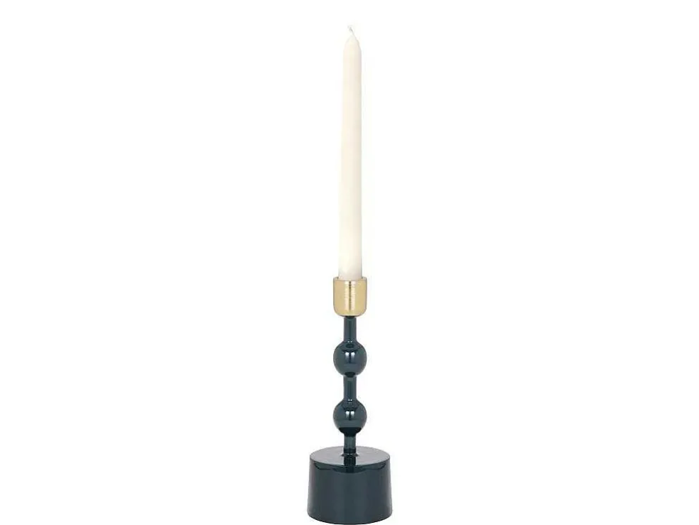 Set Van 2 Geemailleerde Aluminium Kandelaars - H.26,5 Cm En H.22 Cm - Eend Blauw - Parina