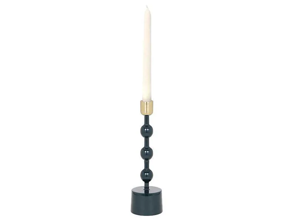 Set Van 2 Geemailleerde Aluminium Kandelaars - H.26,5 Cm En H.22 Cm - Eend Blauw - Parina