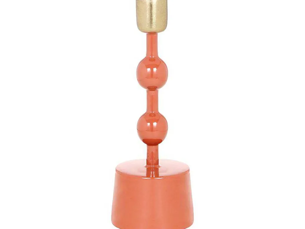 Set Van 2 Geemailleerde Aluminium Kandelaars - H.26,5 Cm En H.22 Cm - Terracotta - Parina
