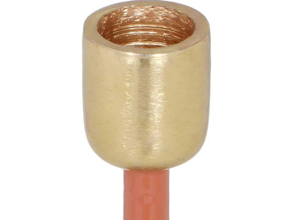 Set Van 2 Geemailleerde Aluminium Kandelaars - H.26,5 Cm En H.22 Cm - Terracotta - Parina