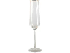 Set Van Geribbelde Champagneglazen Art-Decostijl Celebration - 7 X 7 X 26 Cm - Gouden Rand