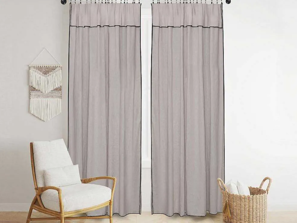 Set Van 2 Gordijnen Van Katoen En Linnen - 140 X 280 Cm - Taupegrijs - Borina