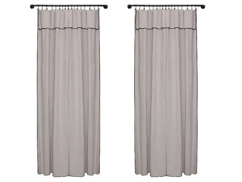 Set Van 2 Gordijnen Van Katoen En Linnen - 140 X 280 Cm - Taupegrijs - Borina