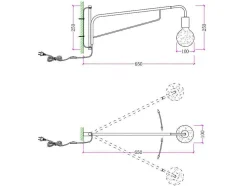 Set Van 2 Hangende Wandlampen - Metaal - L65 X D10 X H25 Cm - Zwart En Koperkleurig - Colwood.