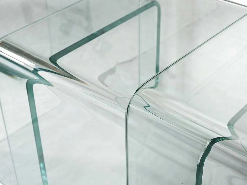 Set Van 3 Inschuifbare Bijzettafels Minka - Glas