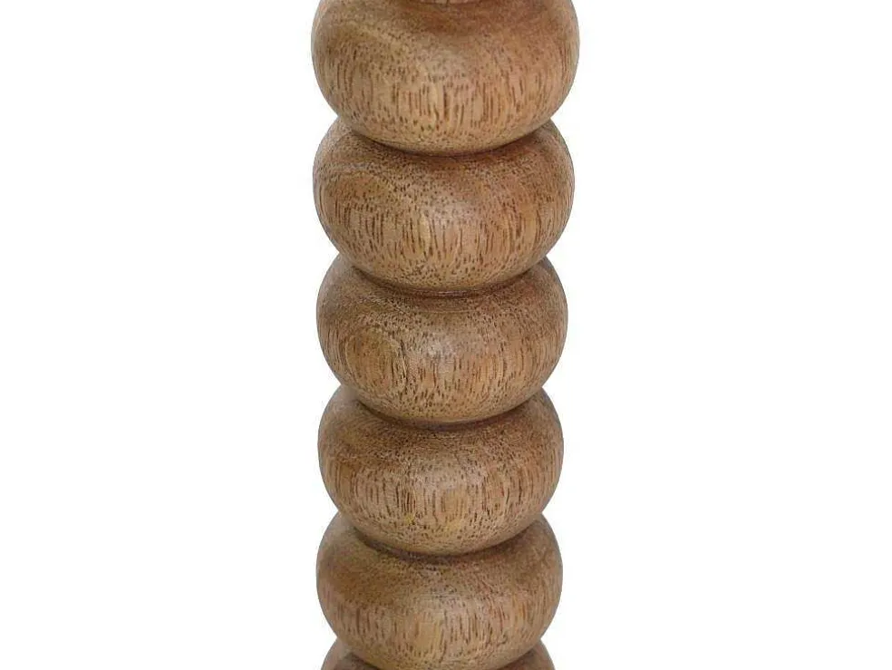 Set Van 2 Kandelaars Van Mangohout - H23 Cm - Naturel - Fainin