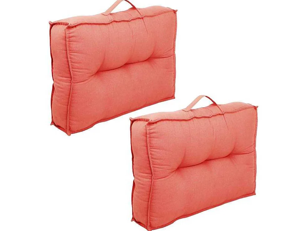 Set Van 2 Katoenen Paletkussens - 40 X 60 X 12 Cm - Koraal - Baila