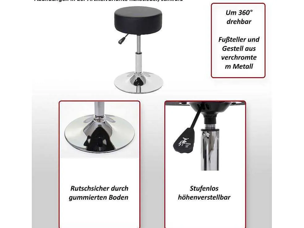 Set Van 2 Krukken Mcw-C22, Kunstleer, Zwart