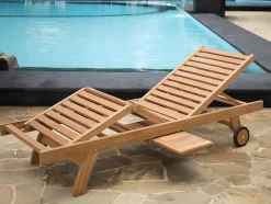 Set Van 2 Ligbedden Met Verschillende Standen In Teak - Licht Hout - Byblos Ii Van Mylia