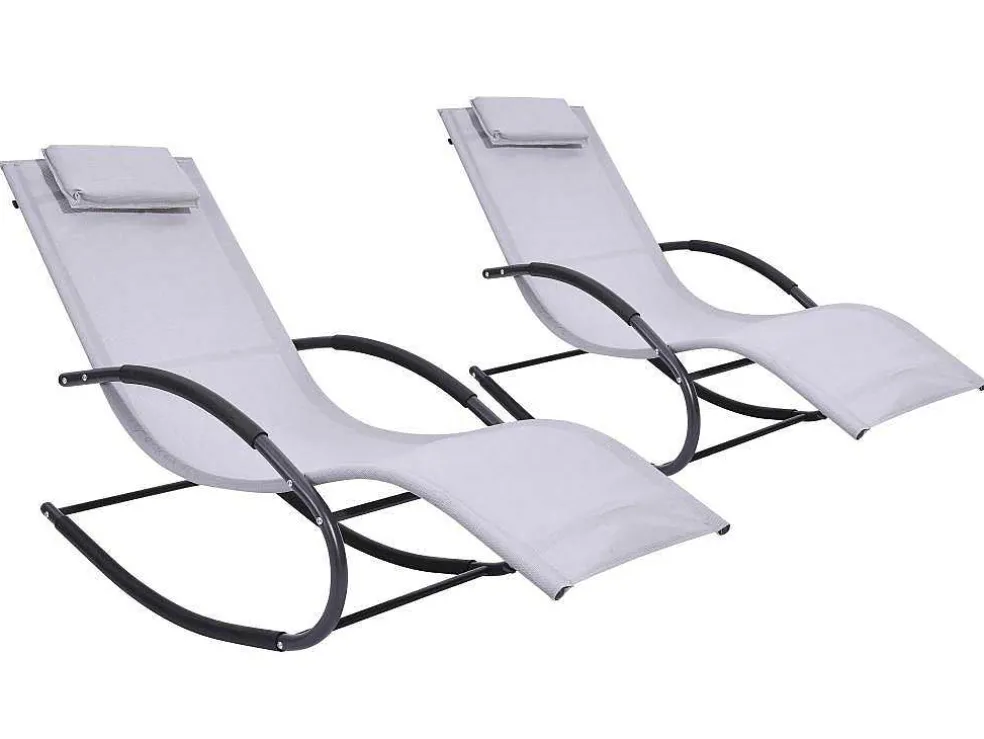 Set Van 2 Ligstoelen - Lichtgrijs - Lombok Van Mylia