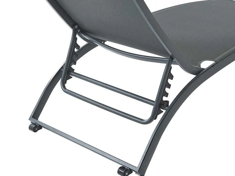 Set Van 2 Ligstoelen Met Verschillende Standen Van Aluminium En Textileen - Antraciet - Saranda Van Mylia