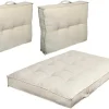Set Van 1 Matras + 2 Palletkussens Van Ribfluweel - Beige - Baila