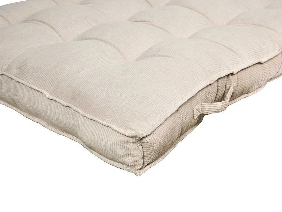 Set Van 1 Matras + 2 Palletkussens Van Ribfluweel - Beige - Baila