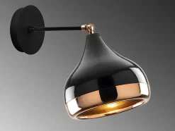 Set Van 2 Metalen Wandlampen Met Verstelbare Kap Yildo - D. 17 X H. 28 Cm - Zwart En Koperkleurig