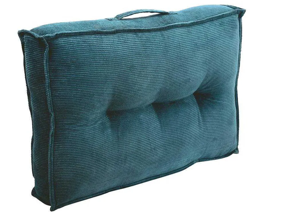 Set Van 2 Palletkussens Van Ribfluweel - L60 X D40 Cm - Blauw - Baila