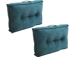 Set Van 2 Palletkussens Van Ribfluweel - L60 X D40 Cm - Blauw - Baila