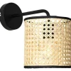 Set Van 2 Rieten Wandlampen In Etnische Stijl Neirobi - Ijzer En Rotan - H. 25 Cm - Zwart En Naturel