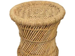Set Van 2 Ronde Poefs Van Licht Naturelkleurig Rotan Mirtaka