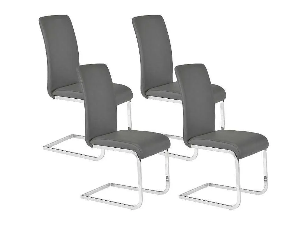 Set Van 4 Stoelen Lirica - Grijs Kunstleer