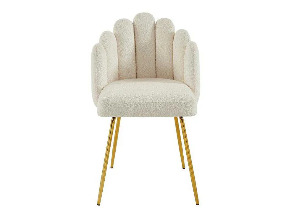 Set Van 2 Stoelen Van Bouclestof En Goudkleurig Metaal - Cremewit - Altinam Van Pascal Morabito