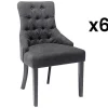 Set Van 6 Stoelen Van Stof En Heveahout - Grijs - Mervia