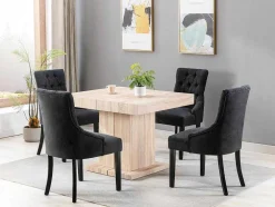 Set Van 6 Stoelen Van Stof En Heveahout - Grijs - Mervia