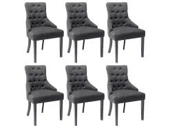 Set Van 6 Stoelen Van Stof En Heveahout - Grijs - Mervia