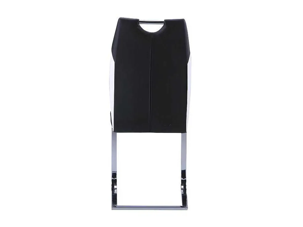 Set Van 4 Stoelen Winch - Zwart / Wit Kunstleer - Poten Van Chroom Metaal