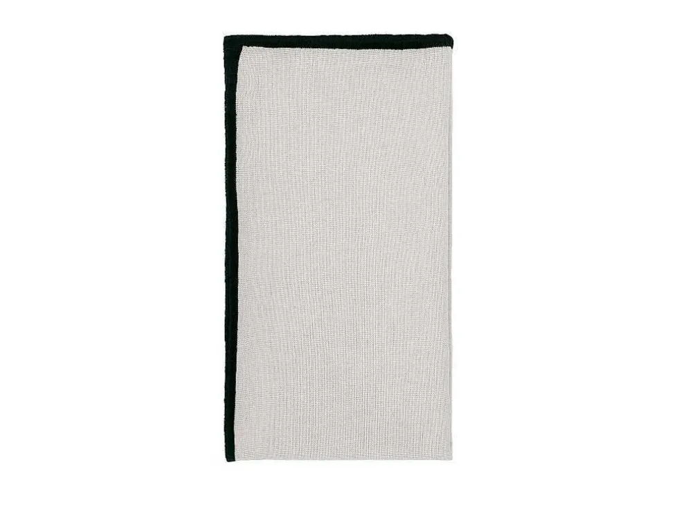 Set Van Tafellaken + 4 Servetten Van Linnen En Katoen - Zwarte Rand - Taupegrijs - 170 X 170 Cm - Borina