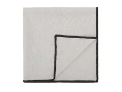 Set Van Tafellaken + 4 Servetten Van Linnen En Katoen - Zwarte Rand - Taupegrijs - 170 X 300 Cm - Borina