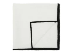 Set Van Tafellaken + 4 Servetten Van Linnen En Katoen - Zwarte Rand - Wit - 170 X 300 Cm - Borina