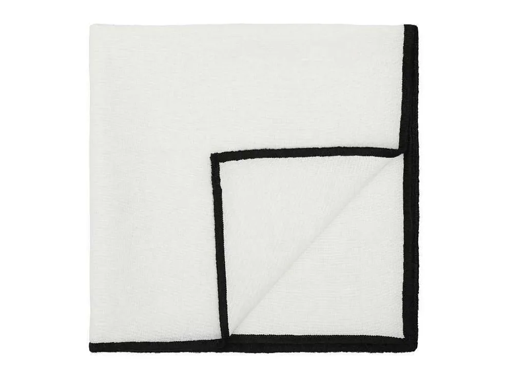 Set Van Tafellaken + 4 Servetten Van Linnen En Katoen - Zwarte Rand - Wit- 170 X 170 Cm - Borina