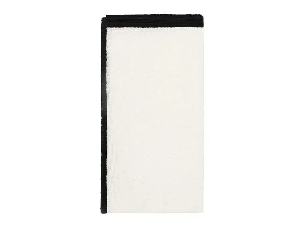 Set Van Tafellaken + 4 Servetten Van Linnen En Katoen - Zwarte Rand - Wit- 170 X 250 Cm - Borina