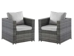 Set Van 2 Tuinstoelen Van Geweven Hars - Grijs - Anori