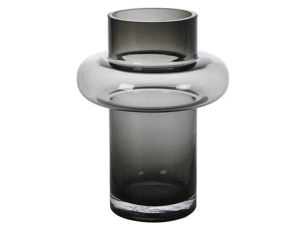 Set Van 2 Vazen Van Getint Glas - D25 X H30 Cm - Glas - Gerookt Grijs - Valoit