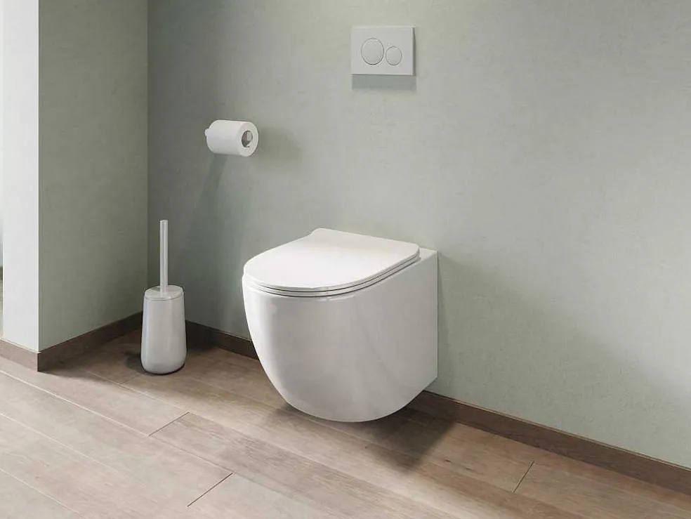 Set Voor Glanzend Witte Hang-Wc Met Voorwandsysteem En Bedieningsplaat - Javoine