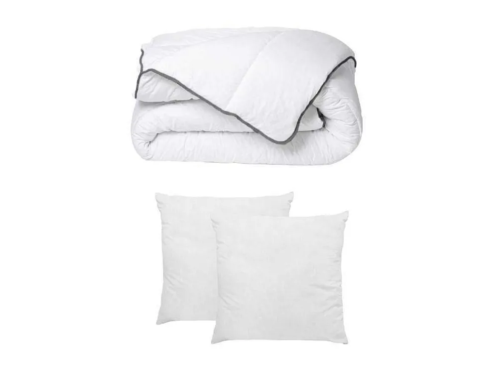 Set Zijdezacht Dekbed 200 X 200 Cm + 2 Hoofdkussens 60 X 60 Cm - Wit - Biesya