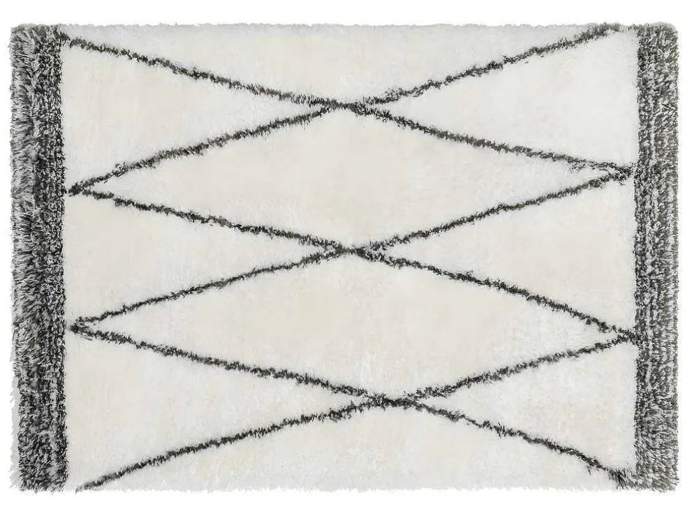 Shaggy Hoogpolig Tapijt Berberstijl Hania - Polyester - 160 X 230 Cm - Beige En Grijs
