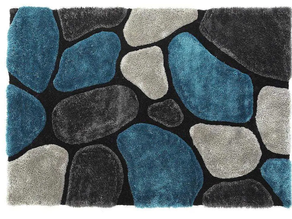 Shaggy Tapijt Pietra Turquoise En Grijs - Polyester - 140 X 200 Cm