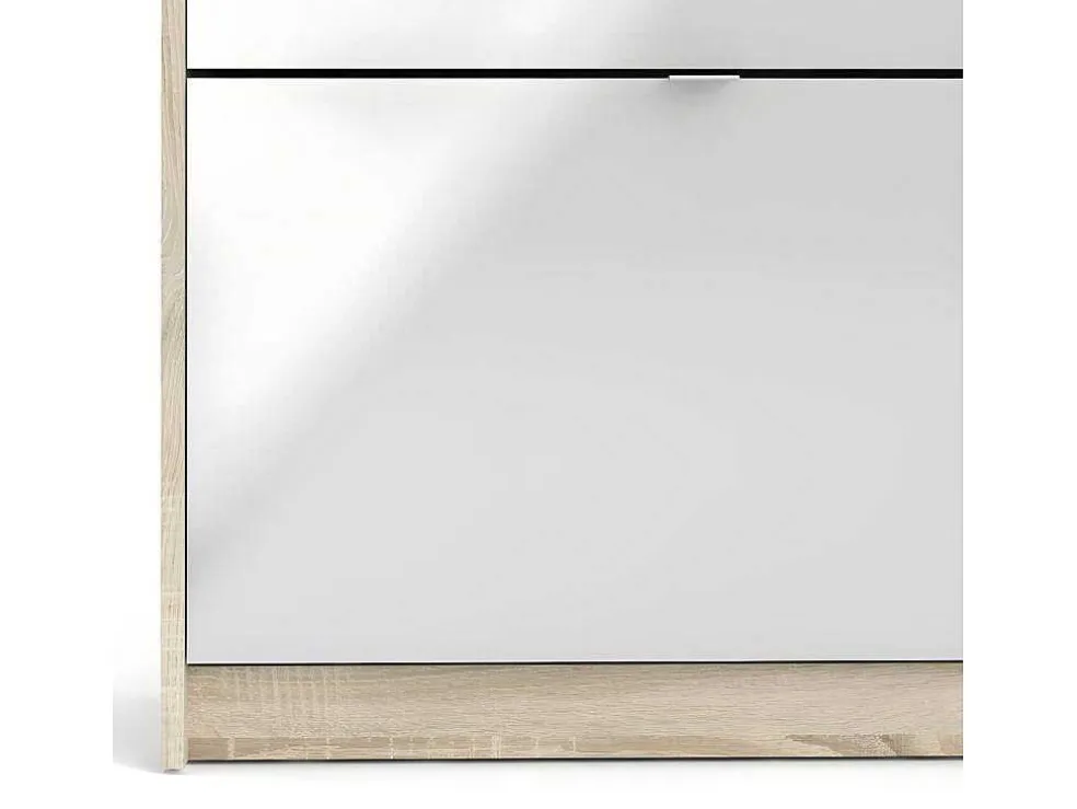 Shane Schoenenkast 3 Klapdeuren 2R, 1 Deur Eikenstructuur Decor, Wit Hoogglans.