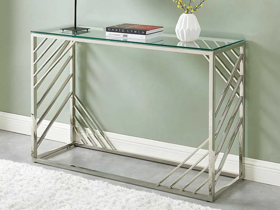 Sidetable Van Gehard Glas En Roestvrij Staal - Chroom - Simato - Van Pascal Morabito